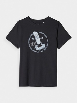 KOSZULKA T- SHIRT 4F CHŁOPIĘCA JUNIOR CZARNY ROZMIAR 158 REGULAR