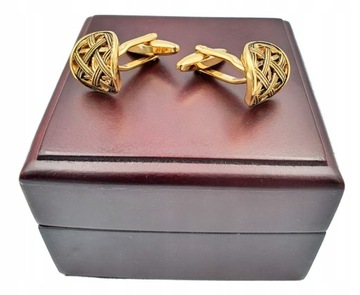 Złote rustykalne spinki mankietowe do koszuli