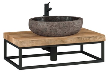 STELAŻ METALOWY + BLAT ŁAZIENKOWY SZAFKA POD UMYWALKĘ NABLATOWĄ LOFT 80 cm