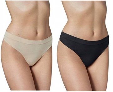 2 X GATTA BEZSZWOWE LILI STRINGI BEŻOWE CZARNE XL