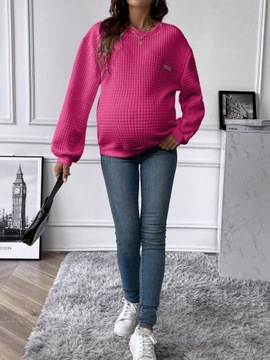 РОЗОВЫЙ СВИТШОТ ДЛЯ МАТЕРИАЛОВ С ДЛИННЫМИ РУКАВАМИ, КРУГЛЫМ ВЫРЕЗОМ, СВОБОДНЫМ SHEIN 38