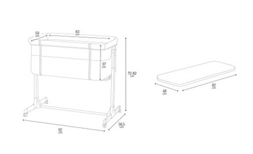 ДОПОЛНИТЕЛЬНАЯ КРОВАТЬ - MoMi REVO DARK - МАТРАС, МОСКИТНАЯ СЕТКА, КОЛЕСА, ИГРУШКИ