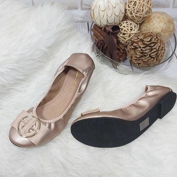 БАЛЕТКИ ЖЕНСКИЕ НА РЕЗИНКЕ, КОЖАНОЙ СТЕКЛИКЕ 43