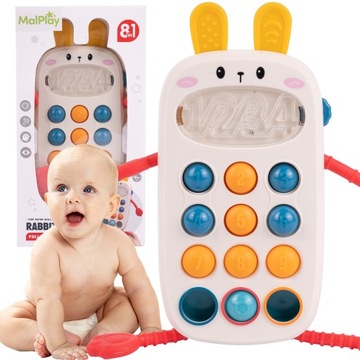 TELEFON KRÓLICZEK SENSORYCZNY SMARTFON EDUKACYJNY Z DŹWIĘKIEM DLA DZIECKA