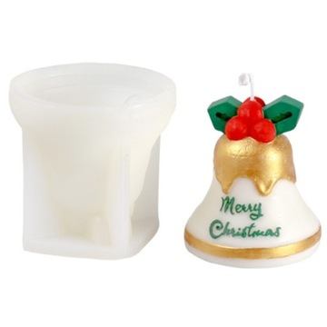 Forma silikonowa do świec wosku mydła świąteczna DZWONEK MERRY CHRISTMAS