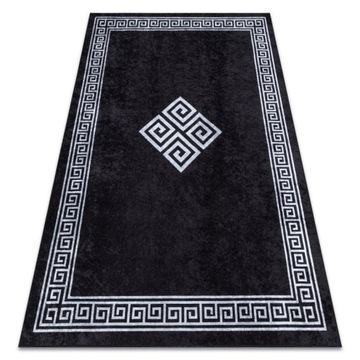Dywan do prania antypoślizgowy biało-czarny grecki ramka 120x170