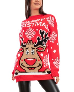 Czerwony ŚWIĄTECZNY SWETER RUDOLF NORWESKI