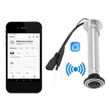 WIZJER ELEKTRONICZNY WIFI KAMERA 1080P 1.6MM 2MP SREBRNY