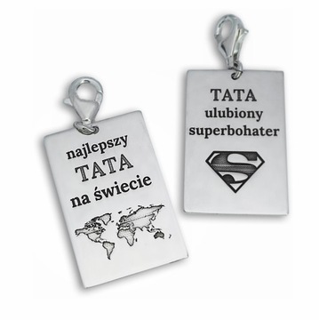 prezent dla TATY breloczek srebro 925 +TWÓJ GRAWER