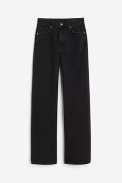 Damskie czarne szerokie jeansy z wysokim stanem H&M, rozmiar 42