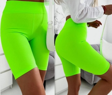 Велосипедные леггинсы в рубчик с гетрами с завышенной талией L/XL