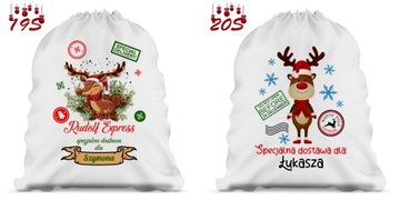Worek na Prezenty Nadruk Święta Mikołaj 80 x 60 cm Opakowanie