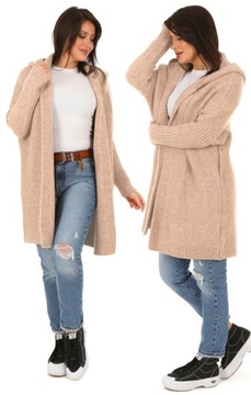 F618 Толстый КАПЮШОН КАРДИГАН оверсайз, гладкий