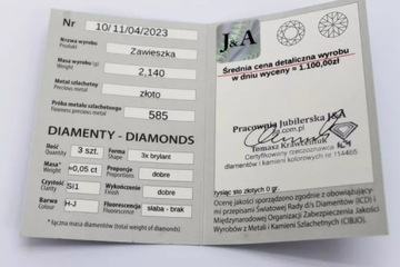 ИНТЕРЕСНЫЙ ЗОЛОТОЙ КУЛОН С 3 БРИЛЛИАНТАМИ СЕРТИФИКАТ PR 585