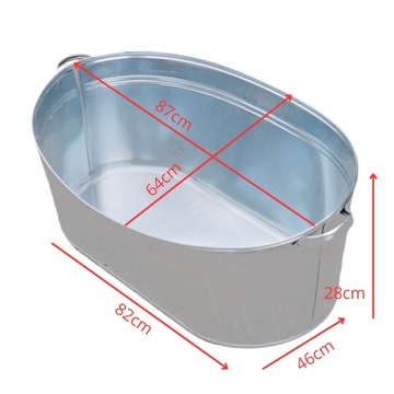 Большая овальная металлическая чаша для ванны из оцинкованного листового металла, 100л, ВАННА