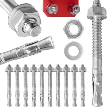 PIERŚCIENIOWA ŚRUBA ROZPOROWA KOTWA STALOWA KOŁEK M10 10x140 10szt