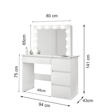 КОСМЕТИЧЕСКОЕ ЗЕРКАЛО ДЛЯ ТРУБОЧНОГО СТОЛИКА С 12x СВЕТОДИОДНОЙ ПОДСВЕТКОЙ ДУБ АРТИЗАН