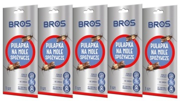 5 X BROS LEP PUŁAPKA NA MOLE SPOŻYWCZE ZAWIERA FEROMONY