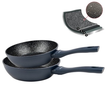PATELNIA GŁĘBOKA GRANITOWA 20/24 CM ZESTAW KOMPLET 2 SZT INDUKCJA GAZ