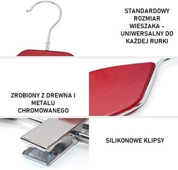 POLMART Wieszak do spodni DREWNO I CHROM 40 CM