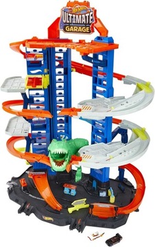 HOT WHEELS ZESTAW MEGA GARAŻ T-REX PARKING WINDA + 2 AUTKA