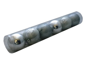 Bombki nietłukące SREBRNE 8cm Tuba 6szt.