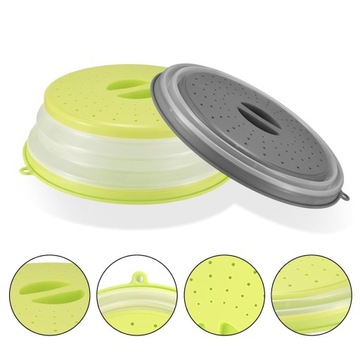 Складная крышка для микроволновой печи, не содержащая BPA, с 2 крючками, 26,5 см.