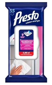 PRESTO chusteczki ściereczki uniwersalne o.55 szt.
