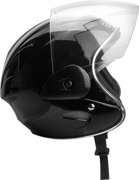 KASK OTWARTY MOTOCYKL CZARNY POŁYSK SKUTER QUAD GOKART ROLKI XL L S M XXL