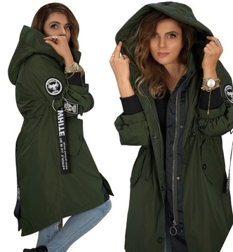 KURTKA PARKA z kapturem WIOSENNA WILD khaki M