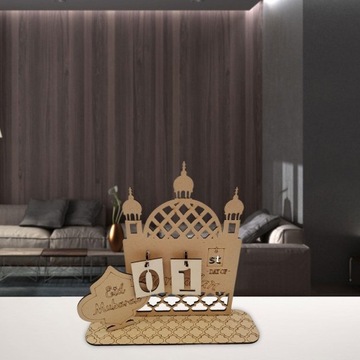 Ид Мубарак Обратный Отсчет Календаря Украшение Деревянной Мечети Обратный Отсчет Рамадан