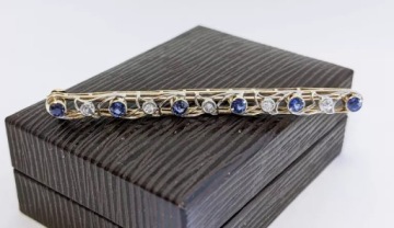 КРАСИВАЯ ЗОЛОТАЯ БРОШЬ С БРИЛЛИАНТАМИ 0,15КАРАТ ПР. 585 4.59Г