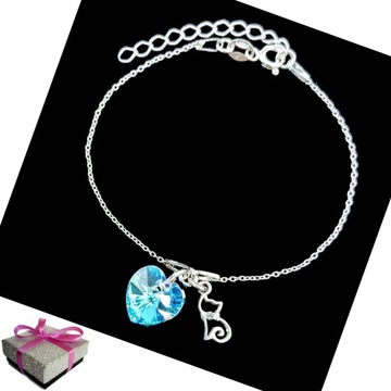 Браслет для девочки Кот + Swarovski 925