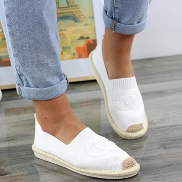 МОДНЫЕ БЕЛЫЕ ТКАНЕВЫЕ ТЕННИСНЫЕ ОБУВИ ЖЕНСКИЕ ЭСПАДРИЛЬИ С CHANTI LOGIN 39