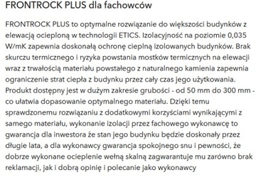 WEŁNA SKALNA FRONTROCK PLUS 0,035 GR 10 CM