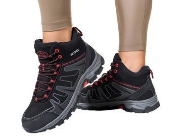TREKKINGOWE BUTY SPORTOWE DAMSKIE SOFTSHELL WYSOKIE SZNUROWANE WYGODNE r 39