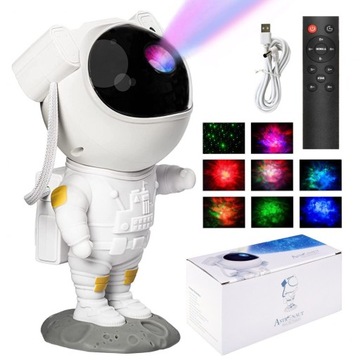 PROJEKTOR GWIAZD NIEBA NOCNA LAMPKA LED MAŁY ASTRONAUCIK PILOT USB