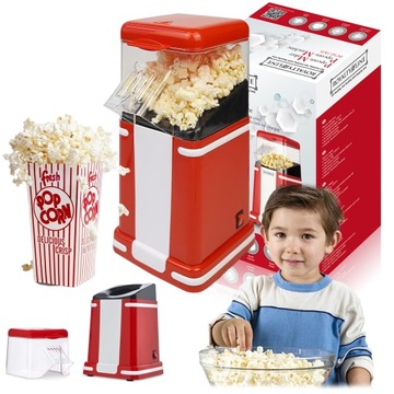 MASZYNA MASZYNKA DO POPCORNU DOMOWA AUTOMAT BEZ TUSZCZU MOC 1200W RETRO