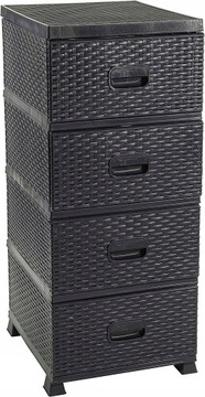 КНИЖНЫЙ ШКАФ ИЗ РОТАНГА С 4 КОМОДАМИ С ЯЩИКАМИ ДЛЯ ВАННОЙ БОЛЬШОЙ ЧЕРНЫЙ