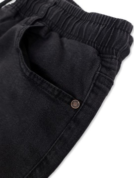 SPODENKI męskie CZARNE JEANSOWE krótkie spodnie rozciągliwe PAS z GUMKĄ XL