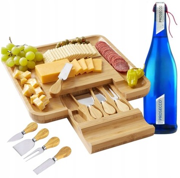 БАМБУКОВАЯ ДОСКА ДЛЯ СЫРА И ЕДЫ + НОЖИ
