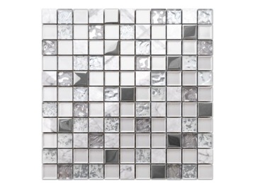 MOZAIKA SZKLANA MARMUR BIAŁA SREBRNA 30x30cm 8mm