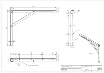 2x УГЛОВОЙ КРОНШТЕЙН L400 *ЧЕРНЫЙ* СКЛАДНОЙ СТОЛИК, 100 кг Полка Столешница