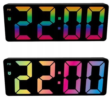 Kolorowy cyfrowy budzik LED Zegar 16cm na biurko czarny GH0725