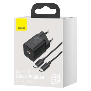 Быстрое зарядное устройство Baseus USB type C + кабель USB-C - USB-C 25 Вт, 3 А
