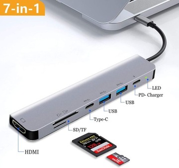 Адаптер HUB 7in1 USB-C HDMI PD SD для Macbook Air PRO