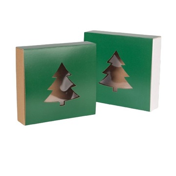 ОБЕРТКА ДЛЯ КОРОБКИ С ОКНОМ РОЖДЕСТВЕНСКИЙ В ПОДАРОК ​​20Х20Х5 ЕЛКА