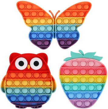 Push Bubble Pop It Sowa Truskawka Motyl 3 SZT