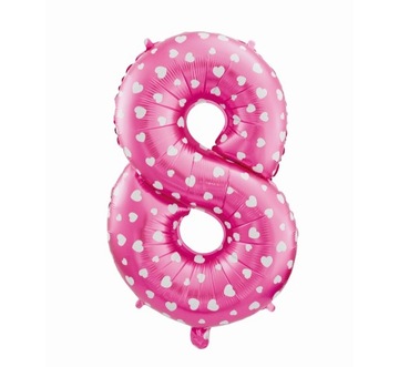 Balon Foliowy 80 cm Różowy URODZINY CYFRA 8 HEL