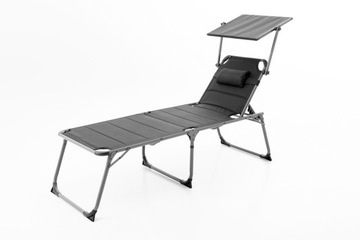 ALUMINIOWY DUŻY LEŻAK OGRODOWY XXL Z DASZKIEM PODUSZKA 193X67